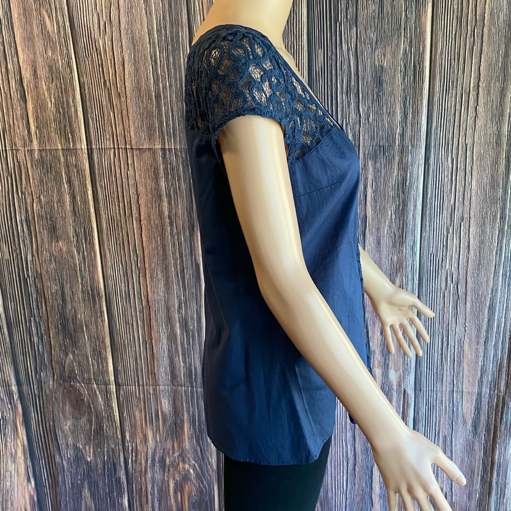 Hollister navy dark blue boho lace detail button down size large - Picture 12 of 16